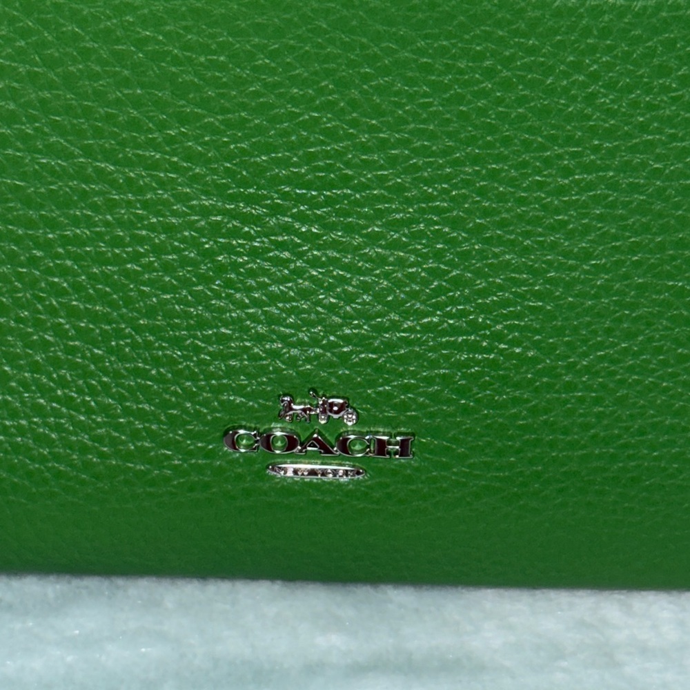 Coach Vibrant Green Double-Zip Wristlet - Picture 4 of 14